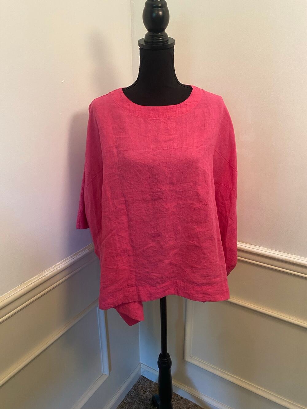 Ichi Antiquites French Linen Pullover Lagenlook Top Japan Oversized Boxy OS